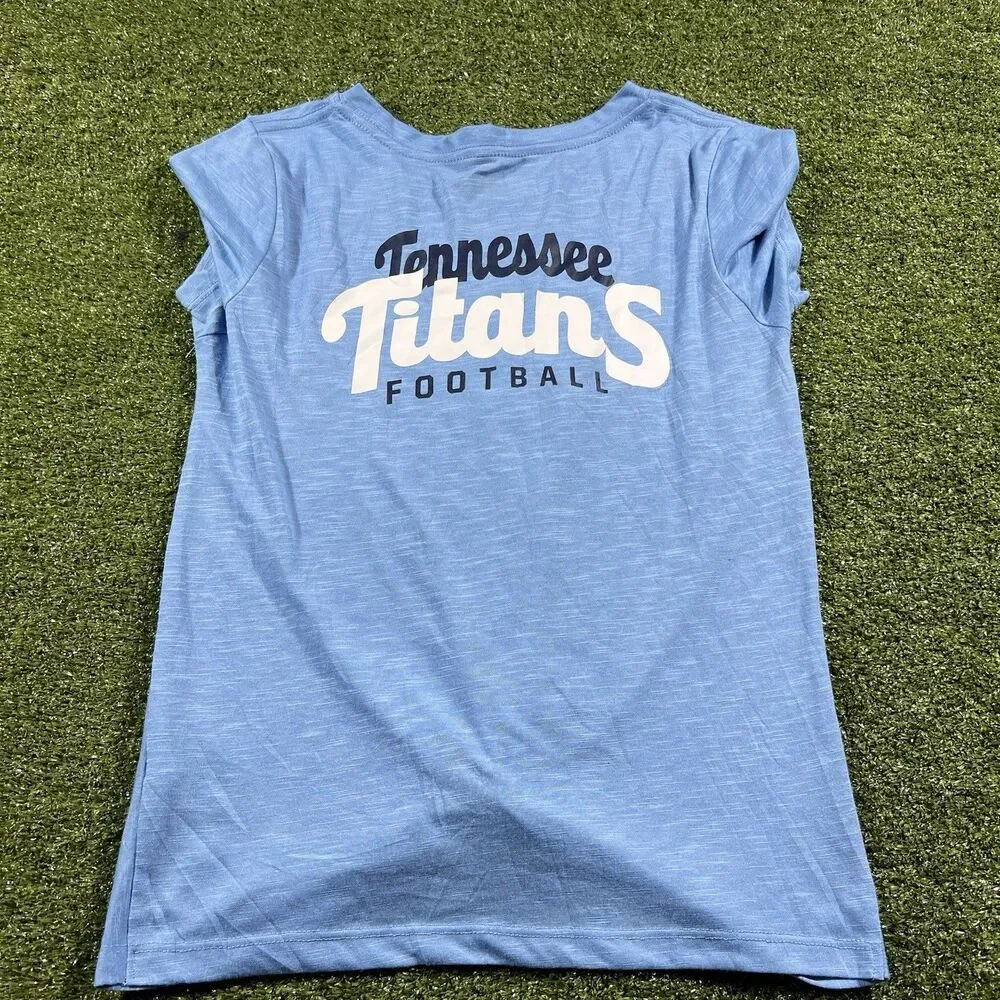 Tennessee Titans New Era Women's NWOT Blue Slub T-Shirt with Front Twist Knot M